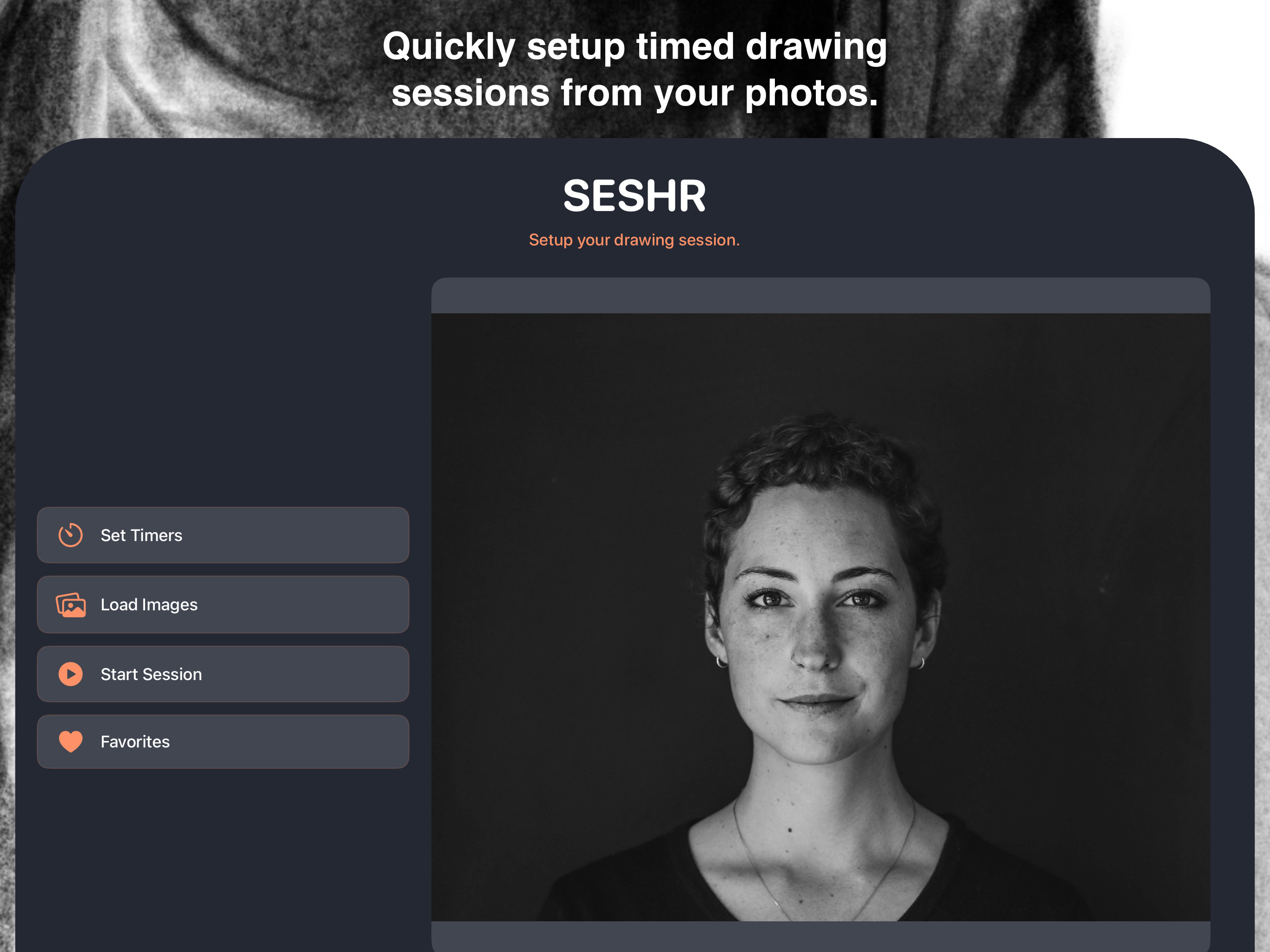 Seshr full screen on iPad showing setup screen