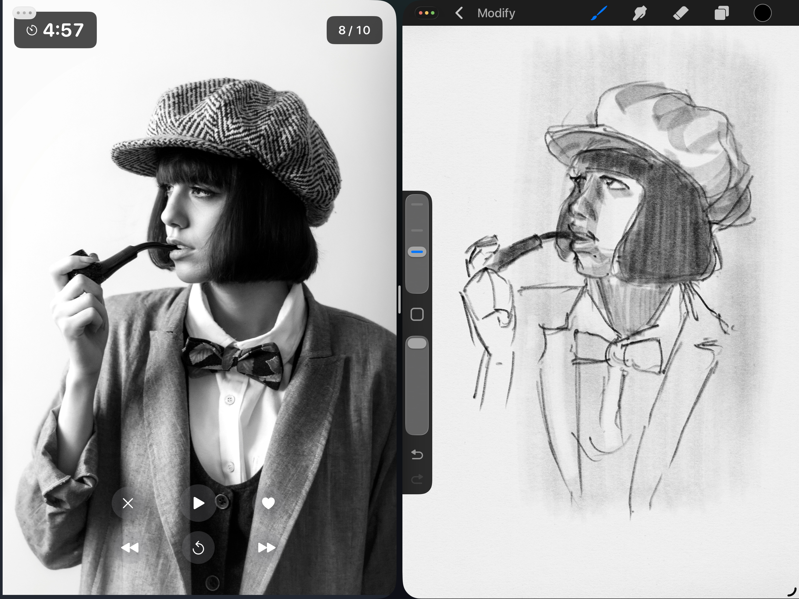 Seshr app running alongside Procreate in Split View on iPad